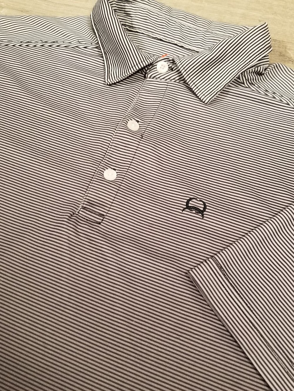 Cinch Arena Flex Performance Polo Shirt Mens Small Gray Striped Stretch Golf